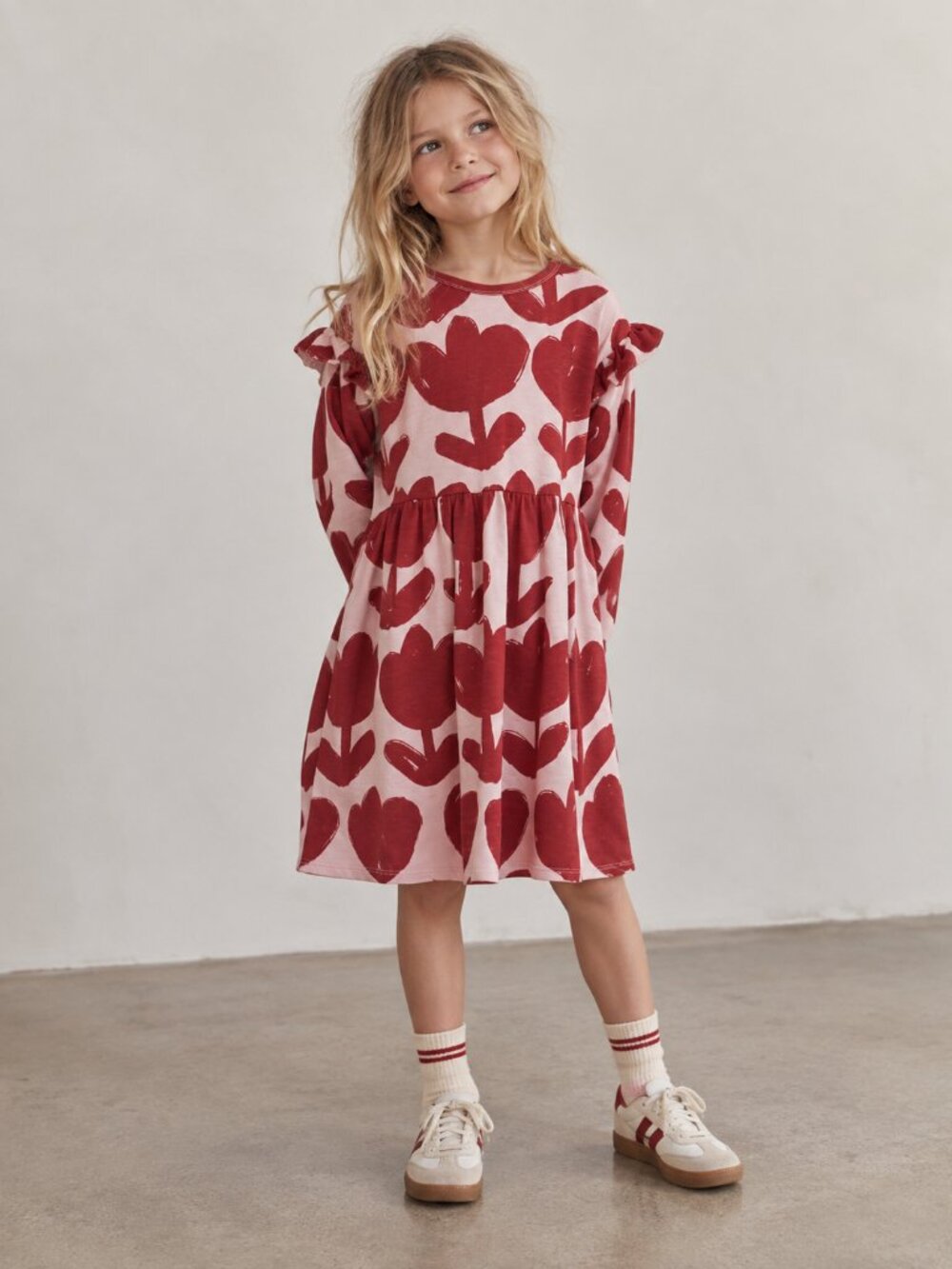 BOBO CHOSES 100% Organic Cotton Retro Flowers All Over Ruffle Dress